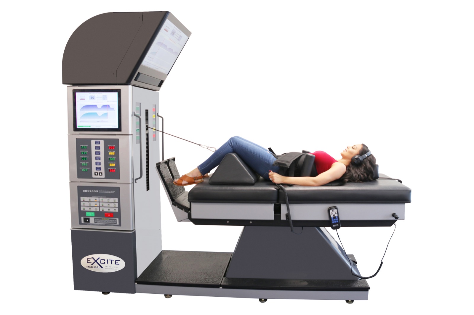 Side view of lumbar (low back) decompression on the DRX9000
